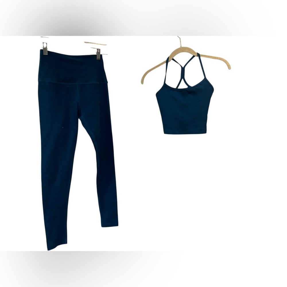 Beyond Yoga Navy Blue Leggings with Strappy Crop Top